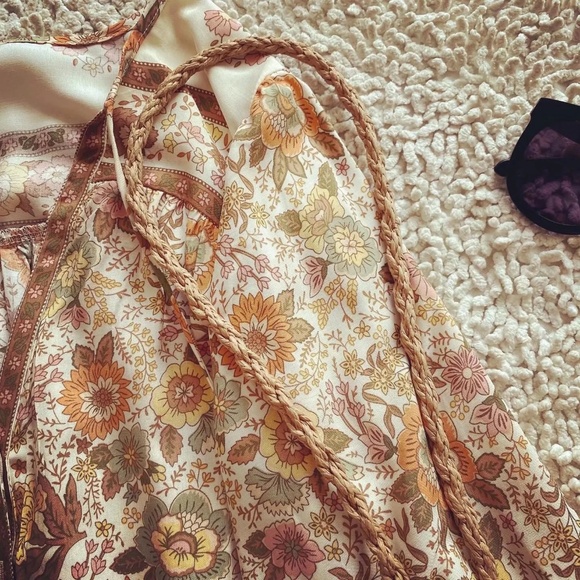 Boho Floral Print Button Down Tassel Blouse - Picture 10 of 10